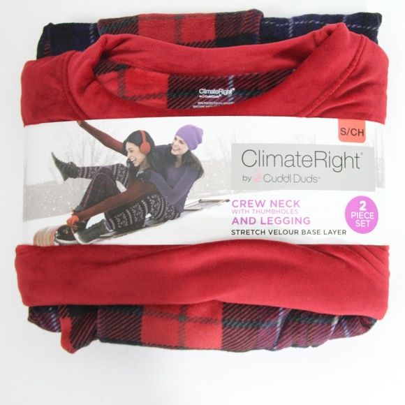 Cuddl Duds Climate Right Top Leggings Plaid New - Picture 2 of 7